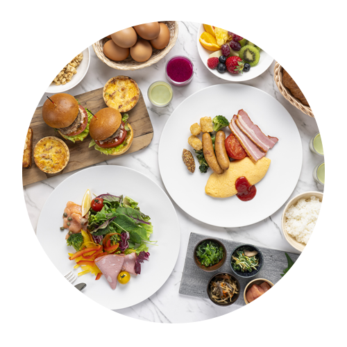 ホテルブッフェスタイルの朝食